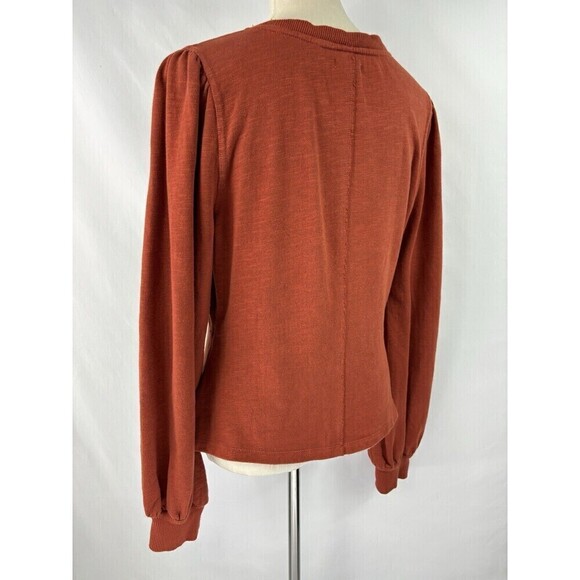 Pilcro Anthropologie Sweatshirt Burnt Orange Brown Medium Twist Front - Picture 3 of 9